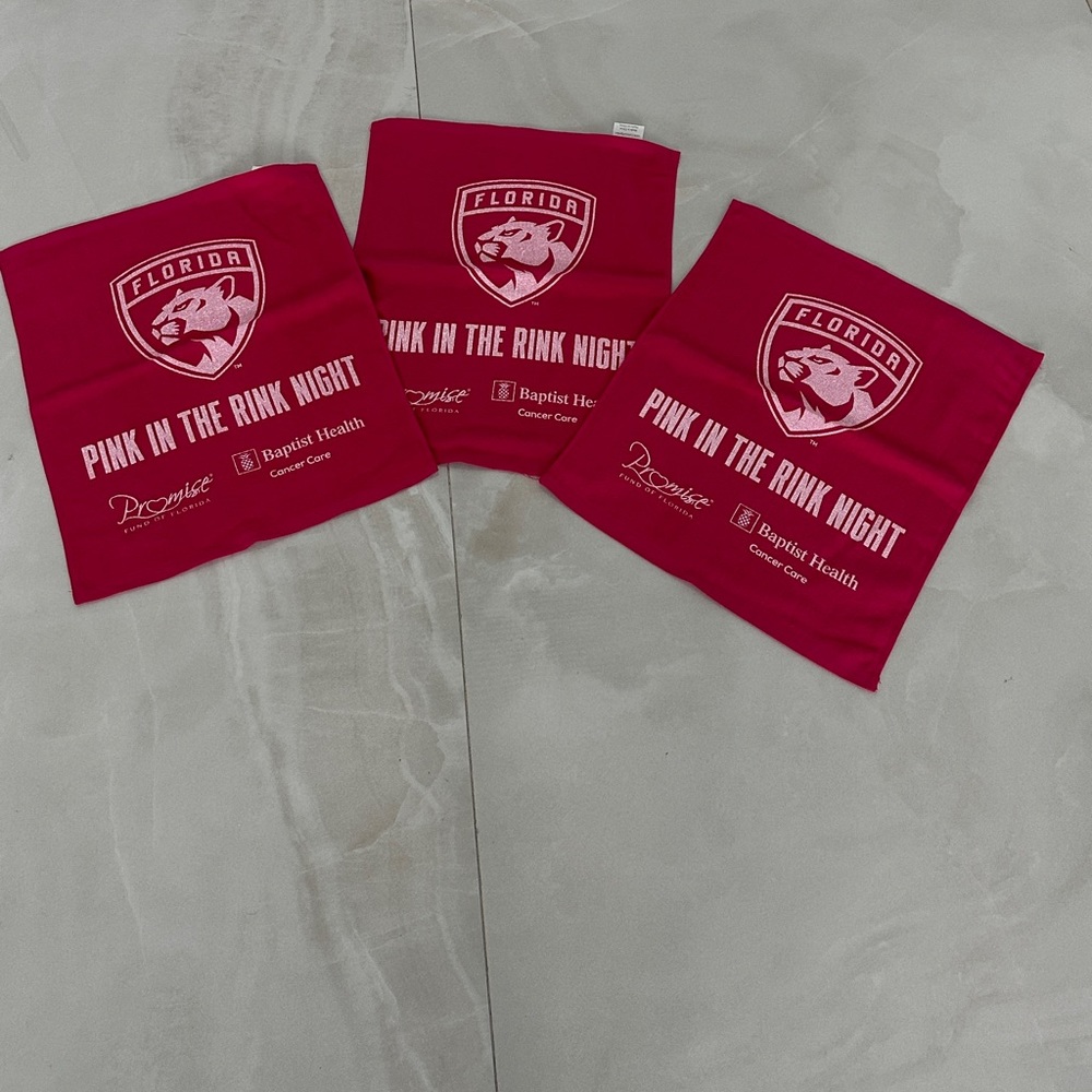3 NHL Florida Panthers Hockey 2023 Pink in the Rink Playoff Towels